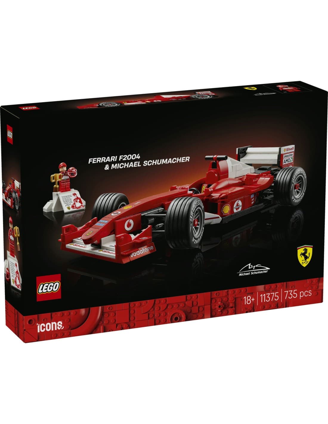 LEGO Icons Ferrari F2004 e Michael Schumacher