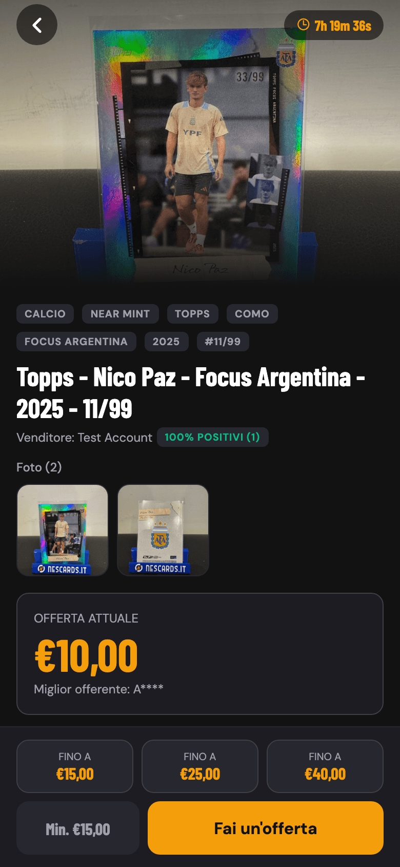 Nescards One — schermata 1